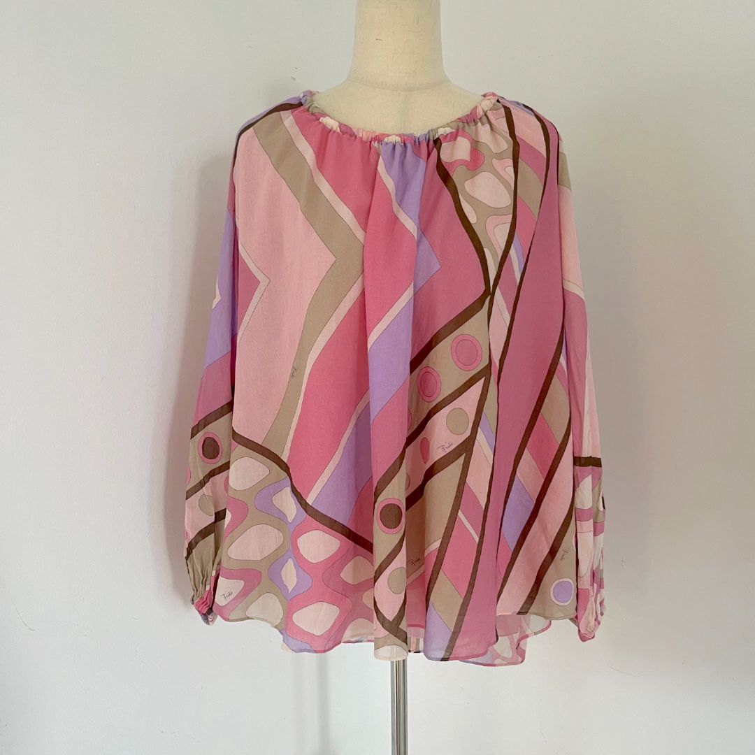 Emilio Pucci Pink Cotton Long Sleeve Printed Top