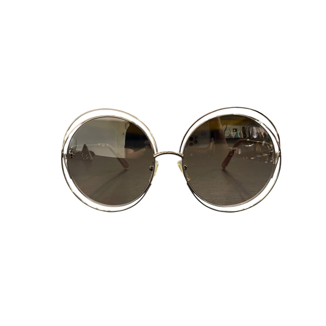 Chloe Gold Tone Gradient Carlina Round Sunglasses