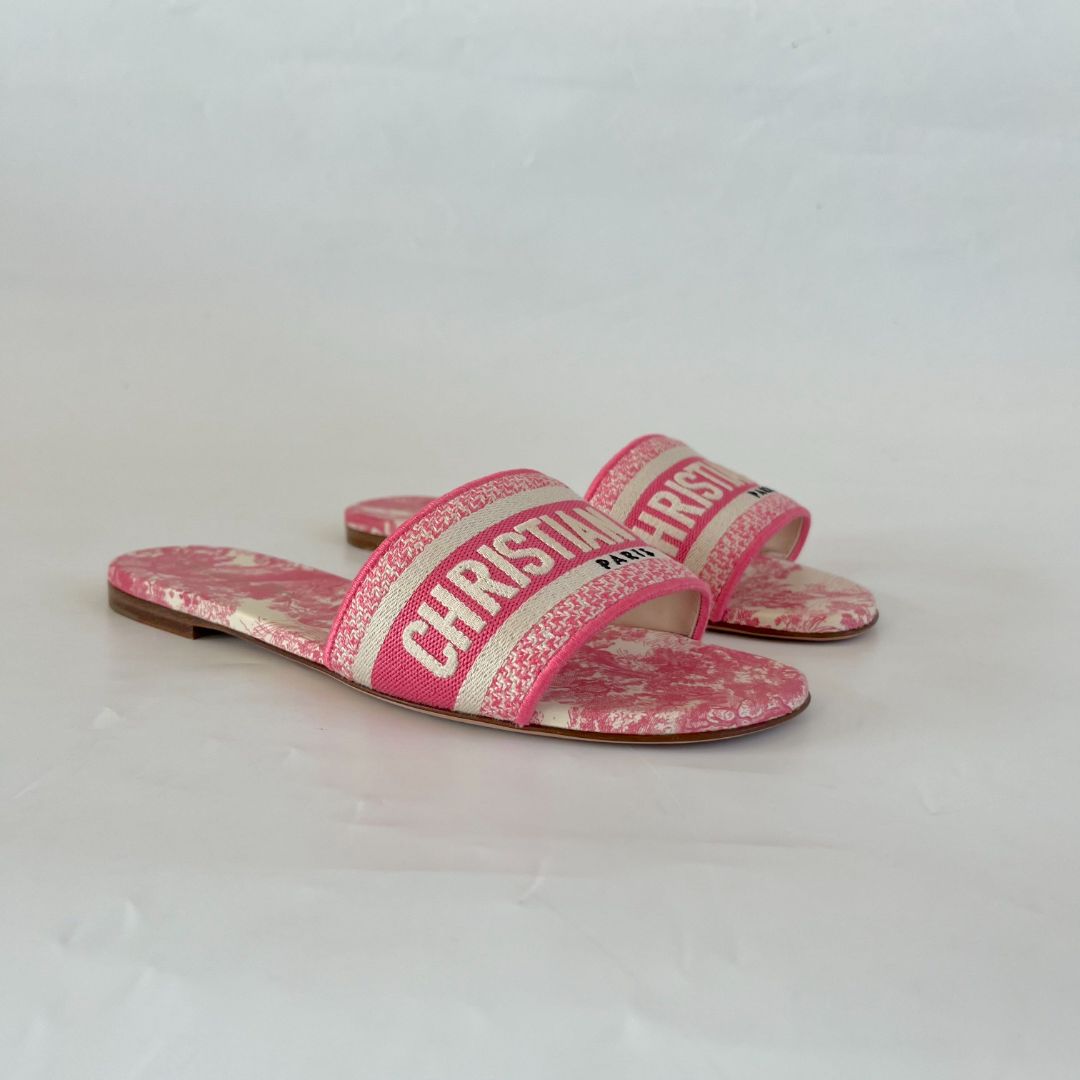 Dior Pink embroidered Dway slides, 38 BOPF Business of