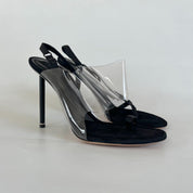 Alexander Wang black pvc and leather asymmetrical sandal heels