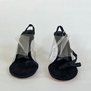 Alexander Wang black pvc and leather asymmetrical sandal heels