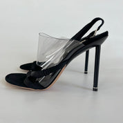 Alexander Wang black pvc and leather asymmetrical sandal heels