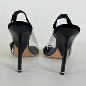Alexander Wang black pvc and leather asymmetrical sandal heels