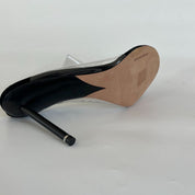 Alexander Wang black pvc and leather asymmetrical sandal heels