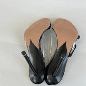 Alexander Wang black pvc and leather asymmetrical sandal heels