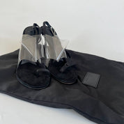 Alexander Wang black pvc and leather asymmetrical sandal heels