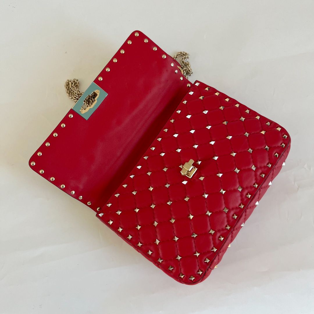 Valentino - Red Velvet Rockstud Bag