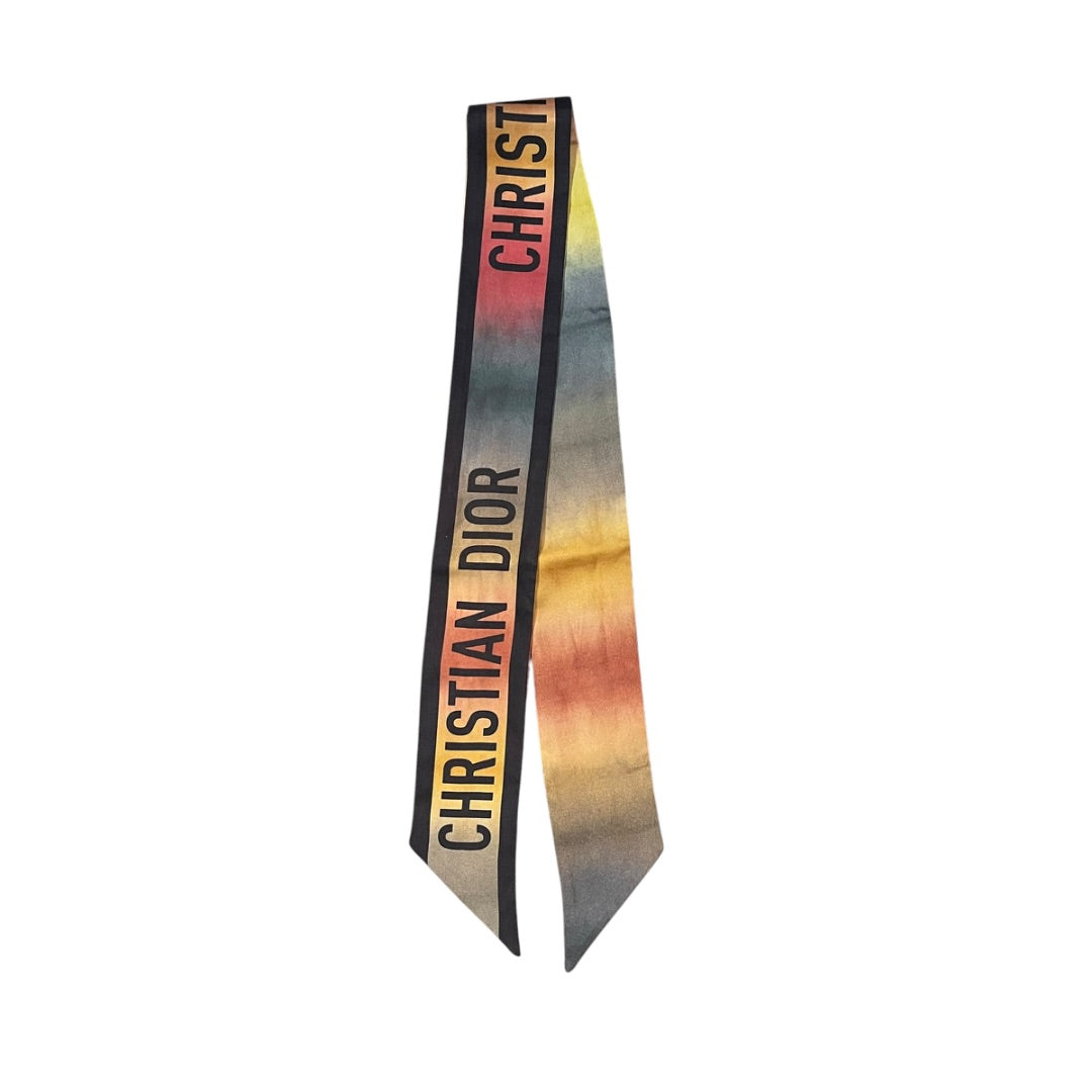 Christian Dior Multicolor Logo Print Twill Scarf