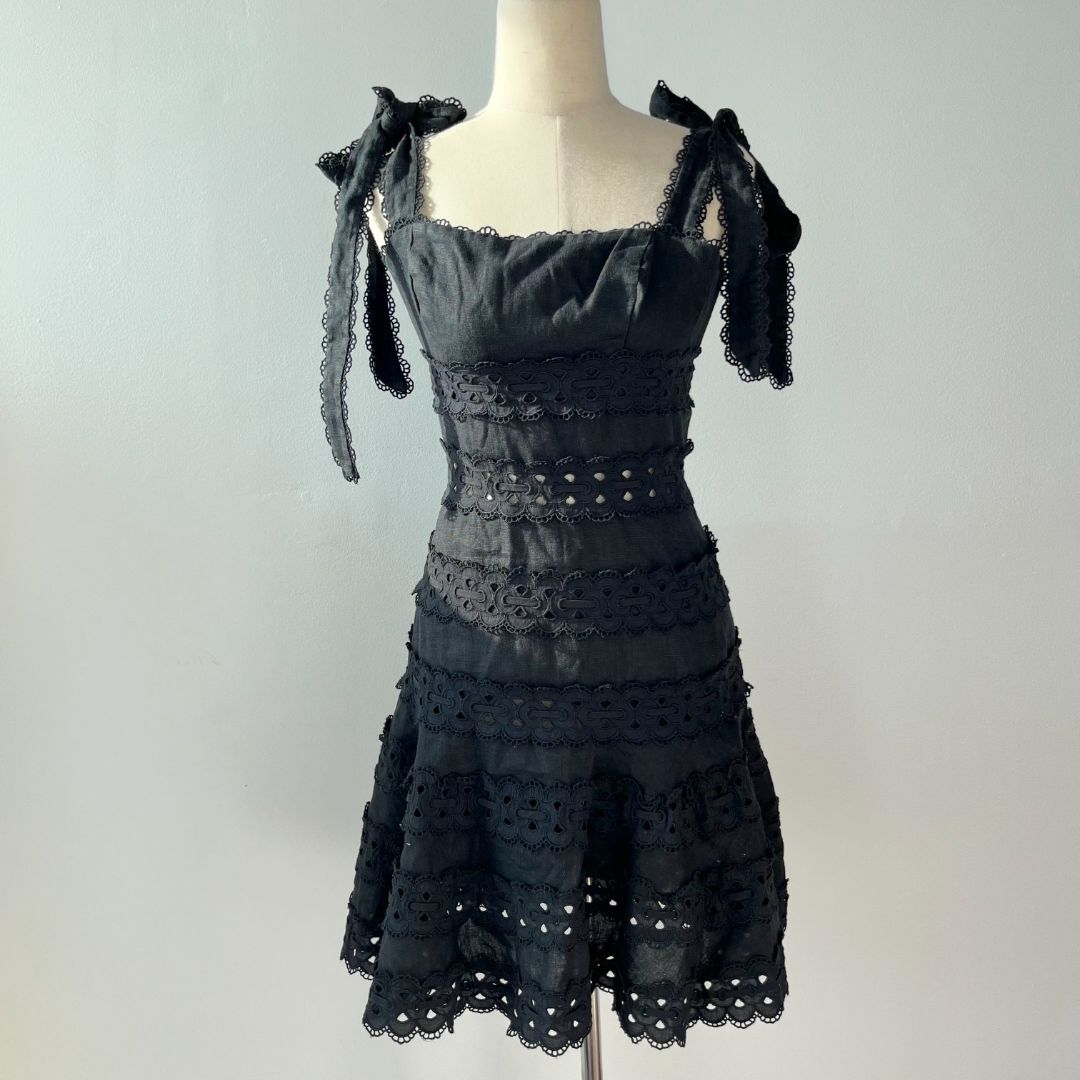Zimmermann black embroidered strappy dress - BOPF