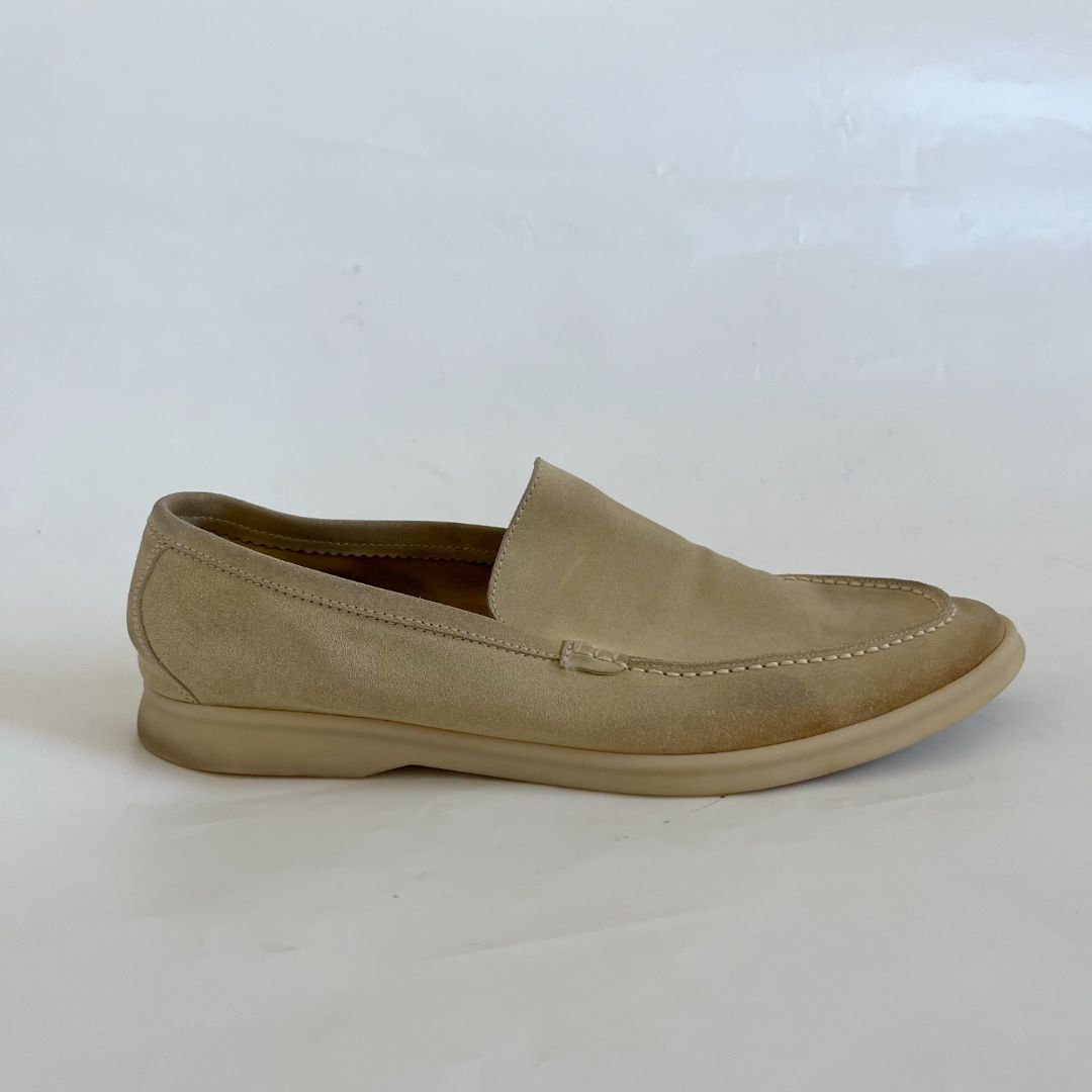 Loro Piana Beige Suede Summer Walk Flats, 45