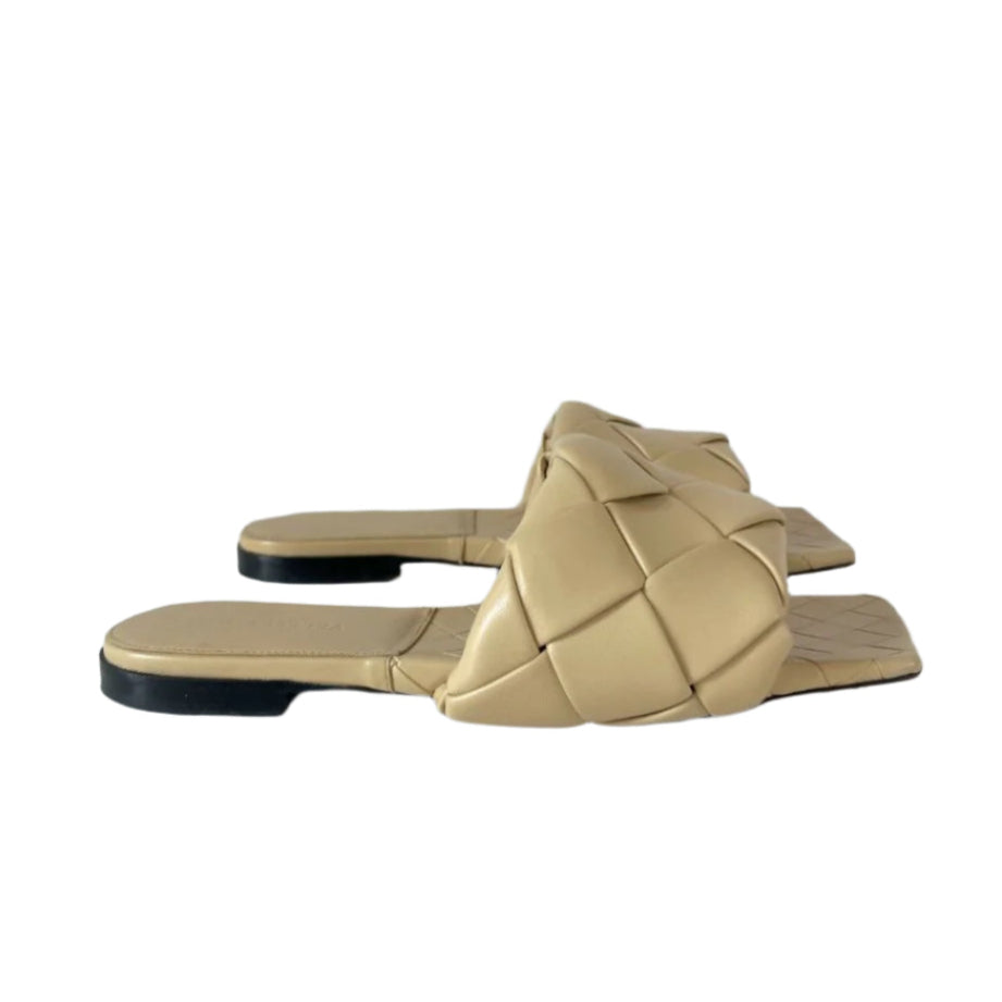 Bottega Veneta Quilted Square Toe Slides Bottega Veneta Lido Flat