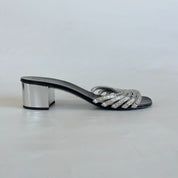 Giuseppe Zanotti silver leather with crystals open-toe sandals, 39