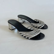 Giuseppe Zanotti silver leather with crystals open-toe sandals, 39