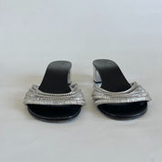 Giuseppe Zanotti silver leather with crystals open-toe sandals, 39