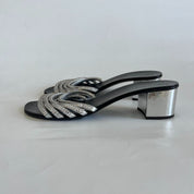 Giuseppe Zanotti silver leather with crystals open-toe sandals, 39