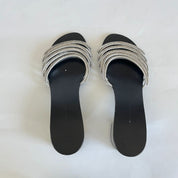 Giuseppe Zanotti silver leather with crystals open-toe sandals, 39