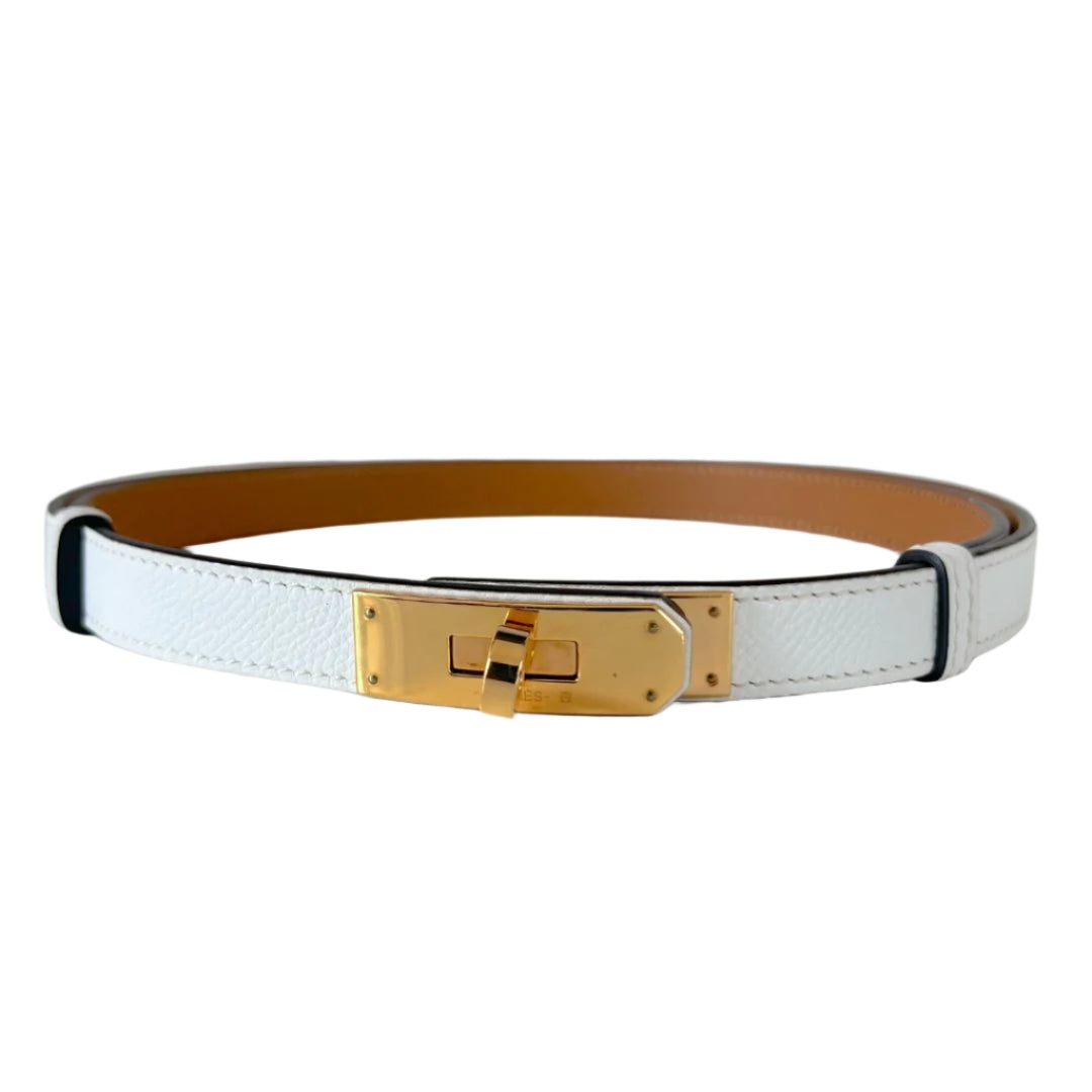 Hermès Kelly 18 white belt with gold hardware