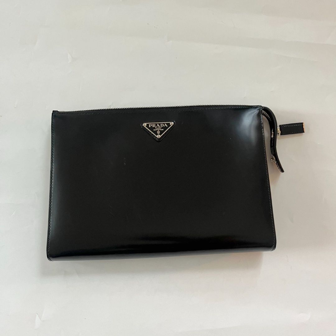 Prada black zip pouch