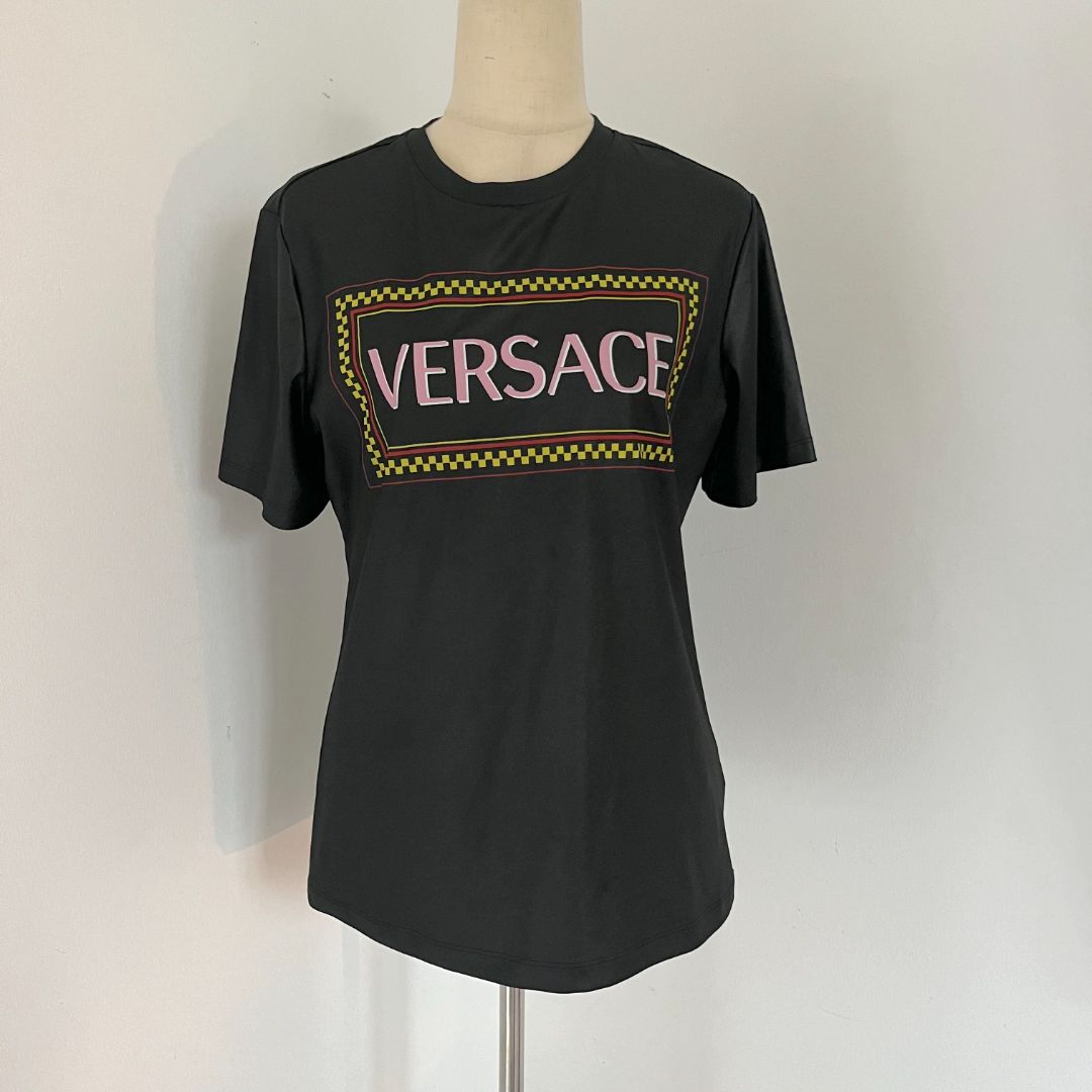 Versace 90s Vintage logo black T-shirt