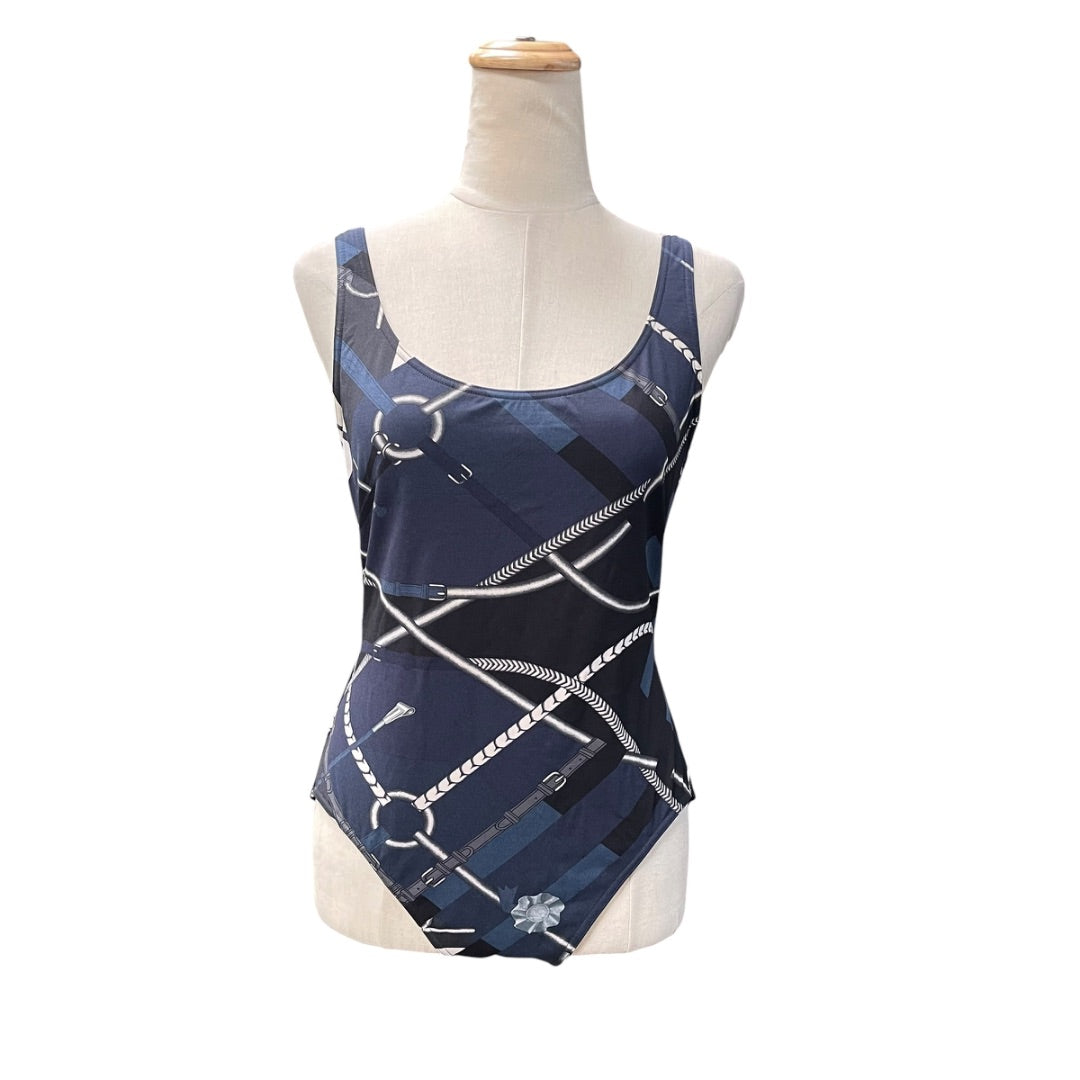 Hermès Tricolour Printed Detail Swimsuit Size 42