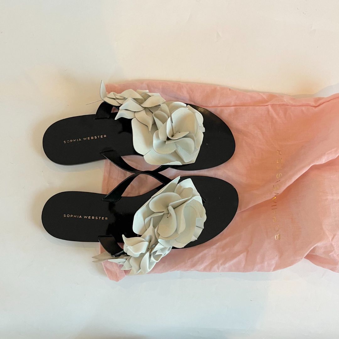 Sophia Webster Jumbo Lilico Flower Leather Flat Slides, 41 - BOPF |  Business of Preloved Fashion