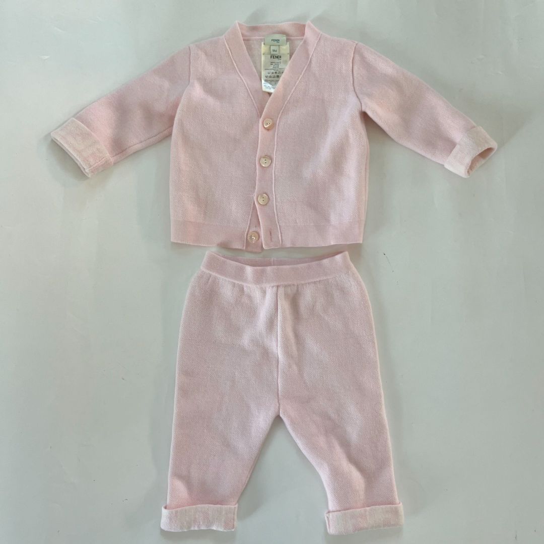 Fendi Pink Suit Wool Set for Baby, 9 Months