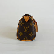Louis Vuitton Brown Monogram Canvas Mini Speedy Shoulder Bag w Strap