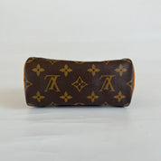 Louis Vuitton Brown Monogram Canvas Mini Speedy Shoulder Bag w Strap