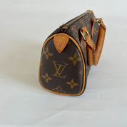 Louis Vuitton Brown Monogram Canvas Mini Speedy Shoulder Bag w Strap