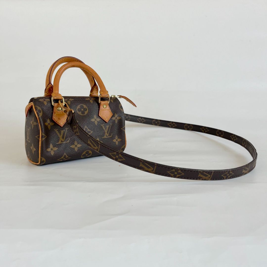 Louis Vuitton Brown Monogram Canvas Mini Speedy Shoulder Bag w