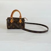 Louis Vuitton Brown Monogram Canvas Mini Speedy Shoulder Bag w Strap