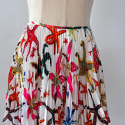 Versace Pleated Sea Print Mini Pleated Skirt