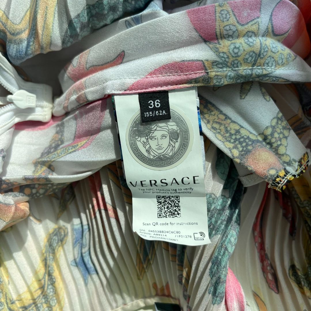 Versace Pleated Sea Print Mini Pleated Skirt