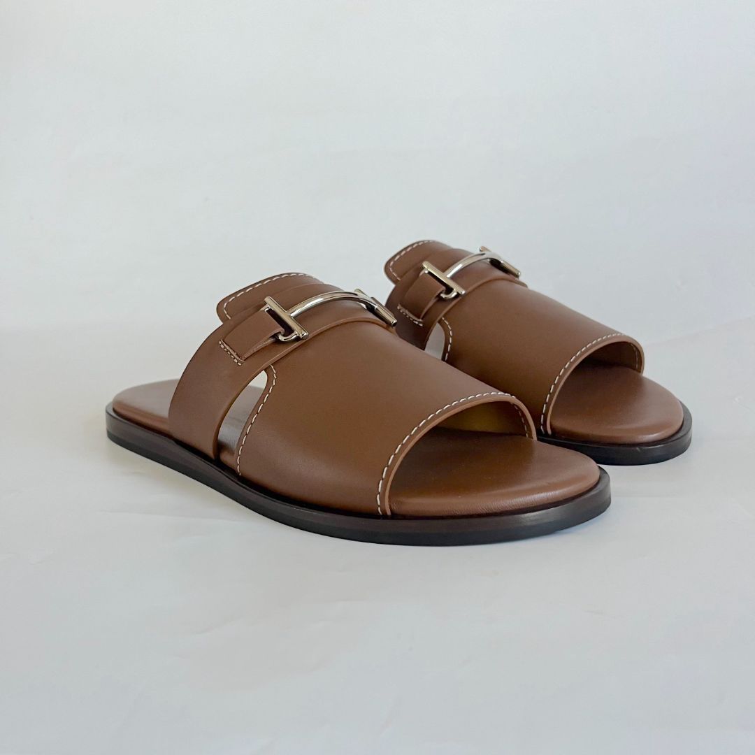 Hermès Caramel Roulis Leather Flats, 39