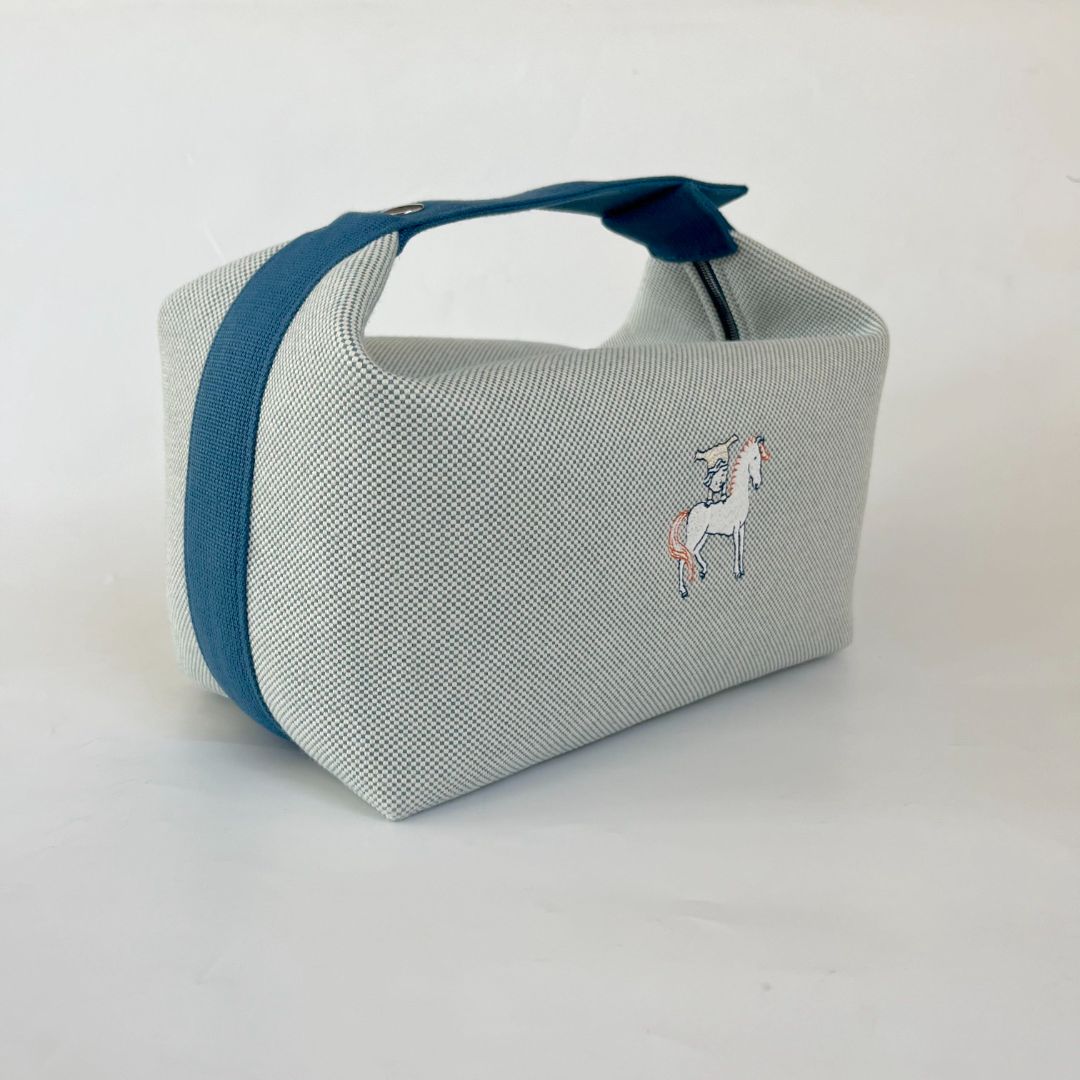 Hermès Toile Bride-A-Brac Travel Case Blue Cloth ref.980061 - Joli Closet