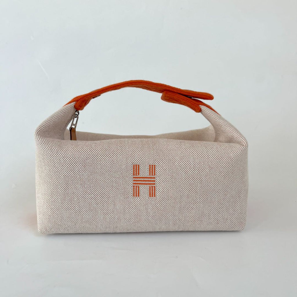 Hermès Small Toile Bride-A-Brac Travel Case - Orange Cosmetic Bags
