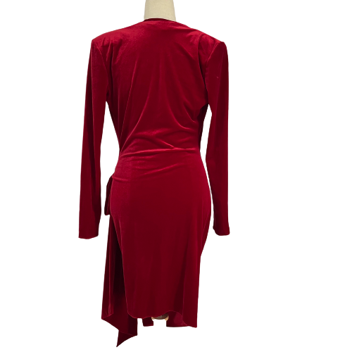 Alexandre Vauthier Red Plunge Neck Faux Wrap Mini Dress