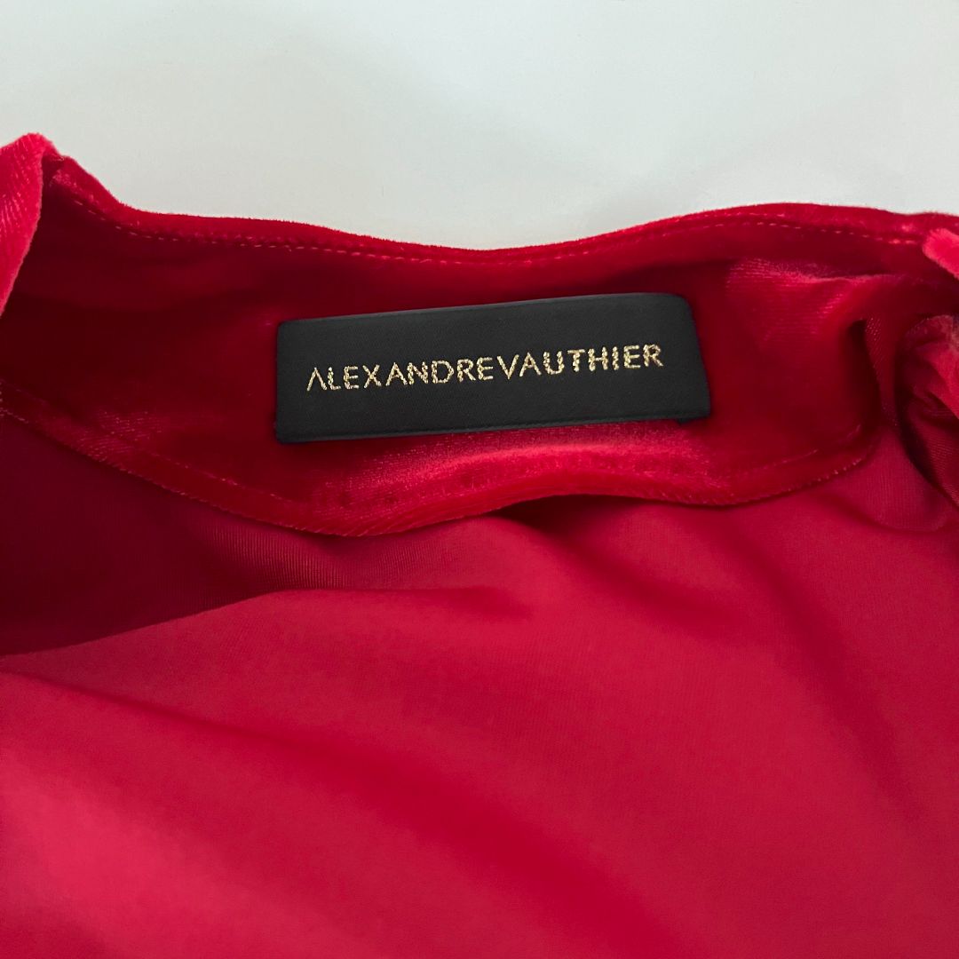 Alexandre Vauthier Red Plunge Neck Faux Wrap Mini Dress