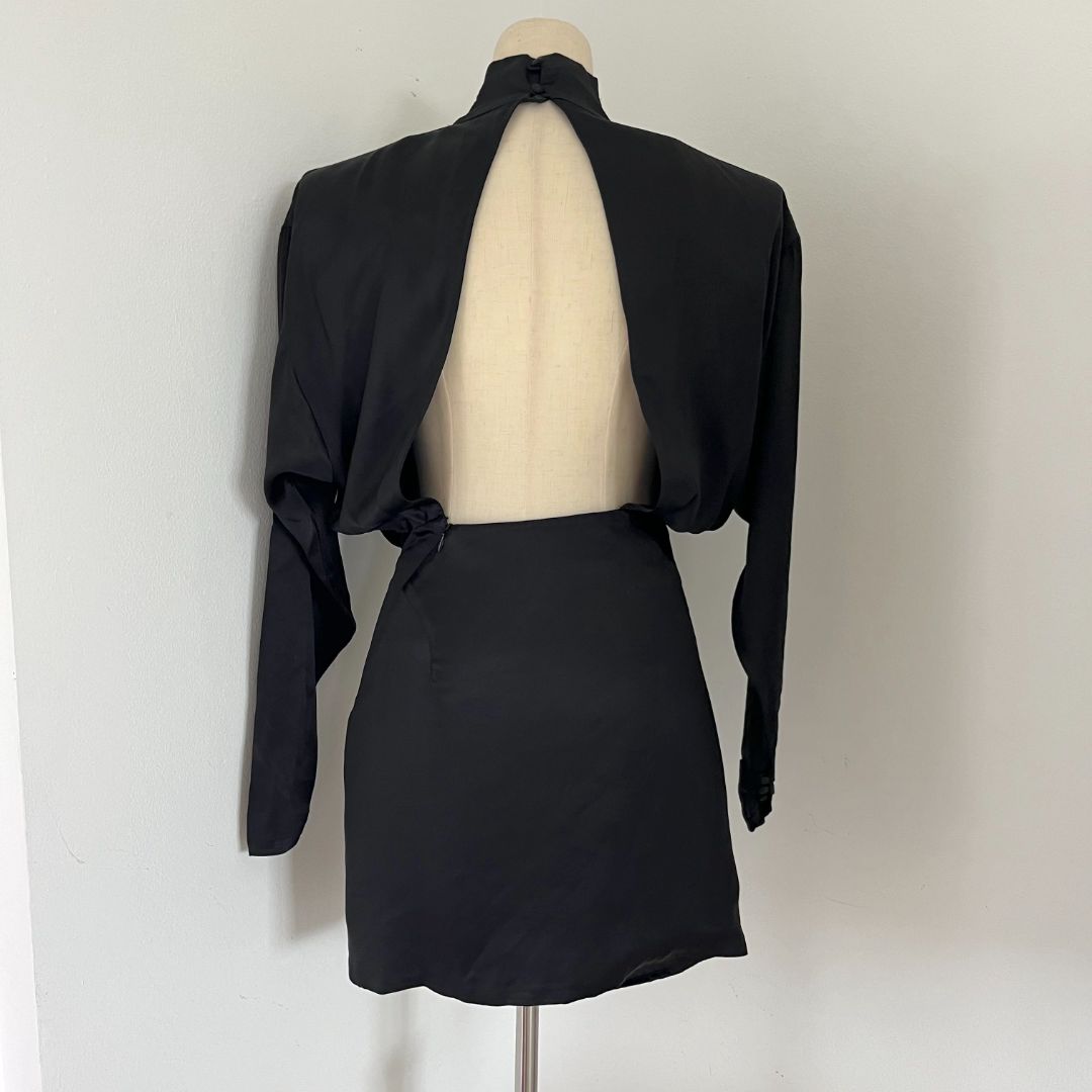 alessandra rich crystal embellished silk dress Alessandra Rich Crystal Embellished Silk Satin Mini Dress in Black