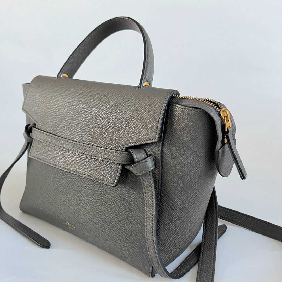 Celine Micro Grey Leather Belt Bag