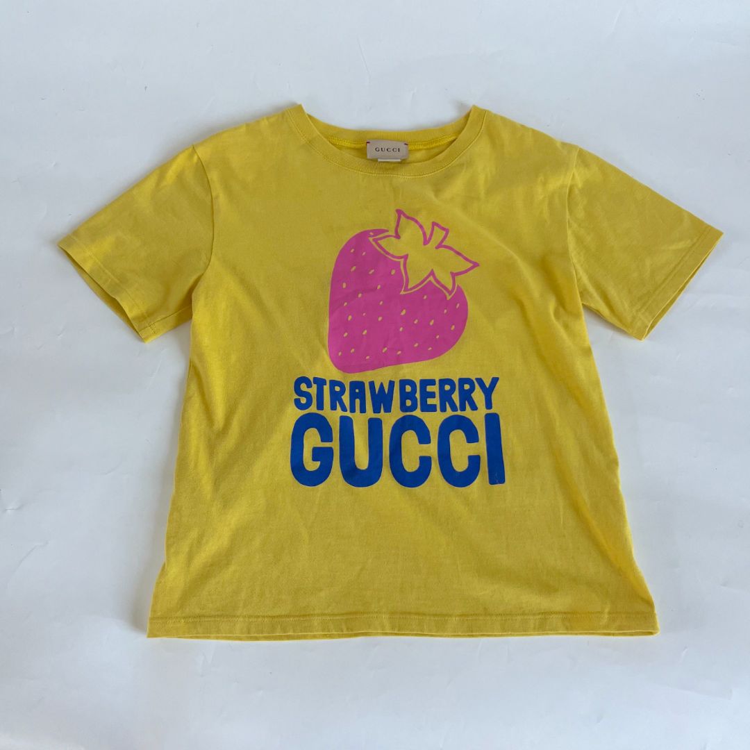 Gucci Yellow Kids Strawberry Print T-shirt