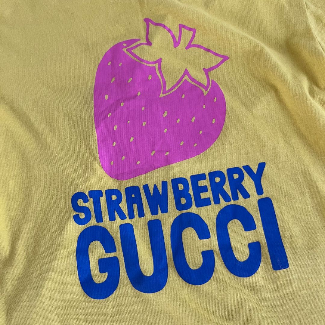 Gucci Yellow Kids Strawberry Print T-shirt