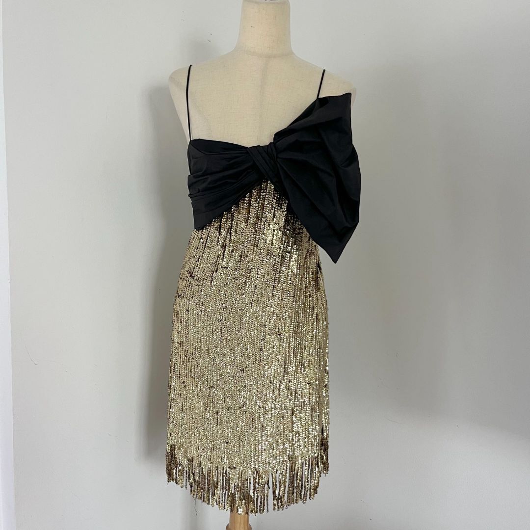 green emerald velvet dress Pinko Black and Gold Sequin Dress - BOPF