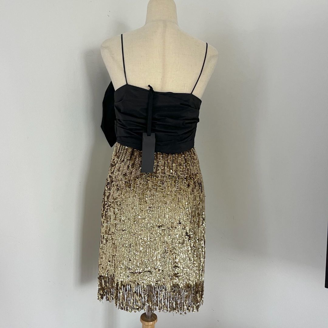 pinko gold dress PINKO Gold Laminate Dress