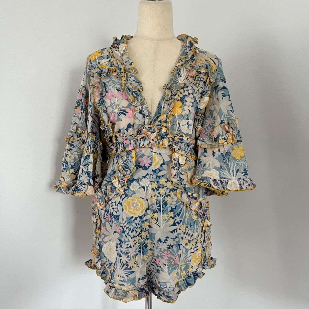 Alice McCall Blue & Yellow Floral Printed Playsuit - BOPF | Business of Preloved Fashion Alice McCall Blue & Yellow Floral Printed Playsuit - BOPF | Business of Preloved Fashion