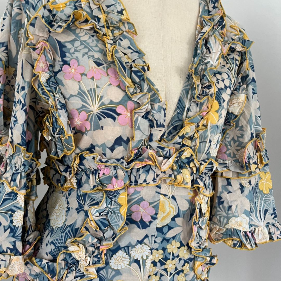 Alice McCall Blue & Yellow Floral Printed Playsuit