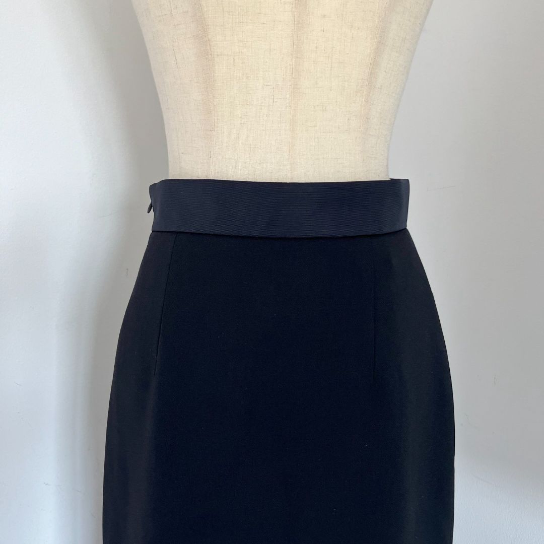 Miu Miu Black Long Wool Skirt with Bow Detail