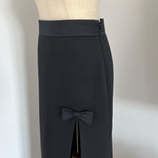 Miu Miu Black Long Wool Skirt with Bow Detail
