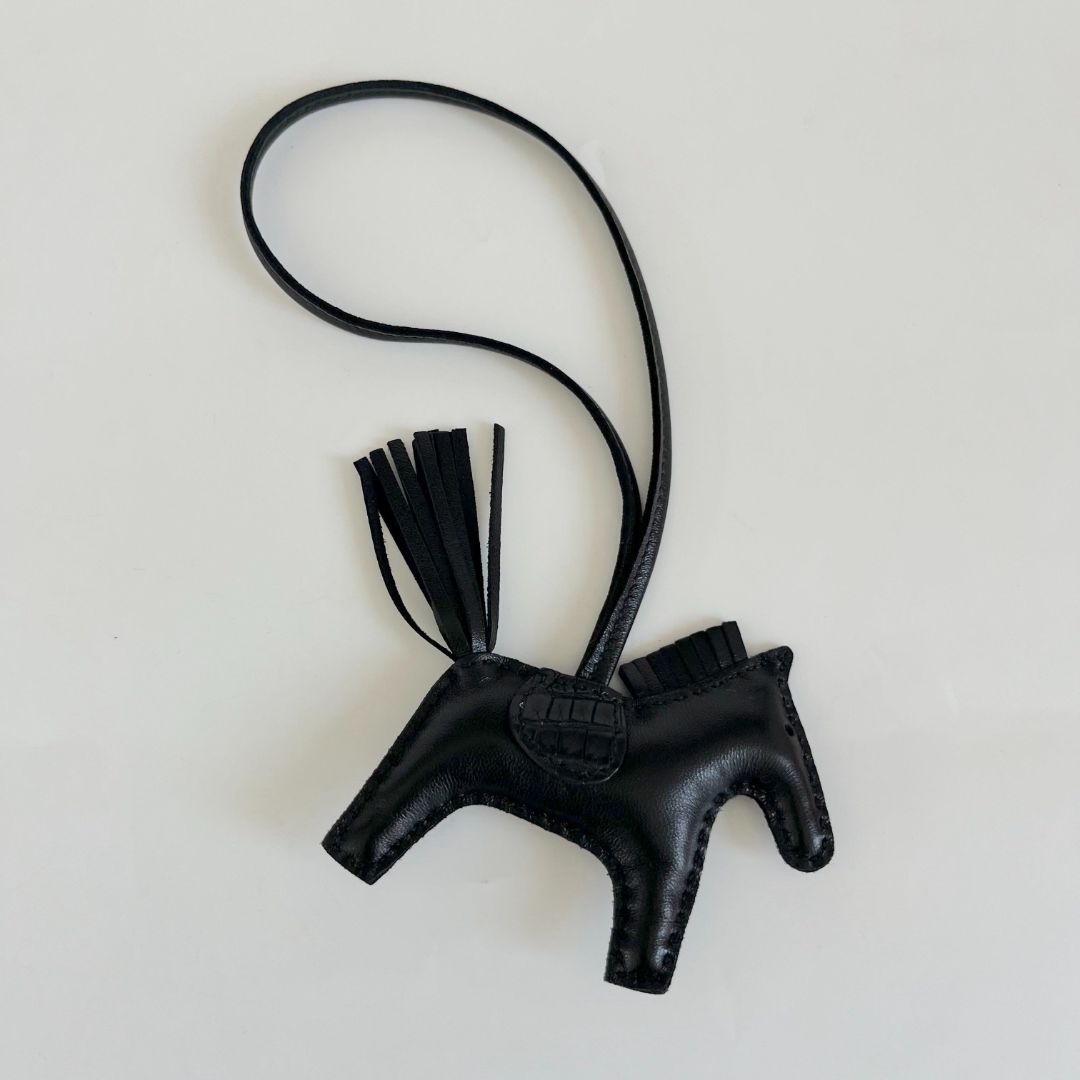 Hermès So Black Touch PM Rodeo Bag Charm Matte Alligator Saddle Limited Edition
