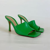 Bottega Veneta Green Square Toe Stretch Mule, 39.5
